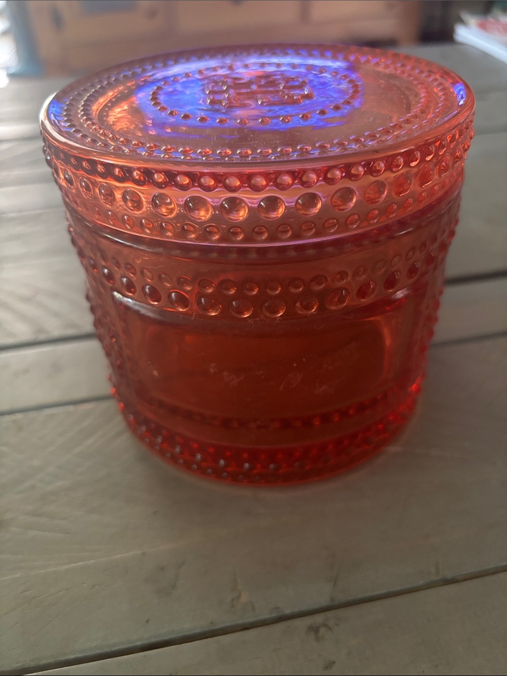 HomeWorx by Harry Slatkin Red Hobnail Beaded Glass Jar with Lid - Empty